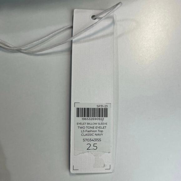 Chico´s Eyelet Billow Sleeve Shirt NWT Sz‎ 2.5 14 Navy Blue White Embroidered - Picture 6 of 15